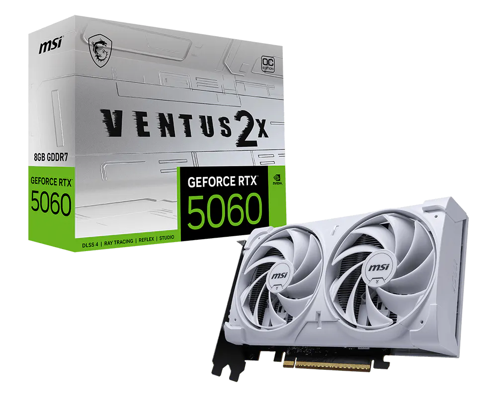 MSI GEFORCE RTX5060 8G VENTUS 2X OC WHITE 8GB GDDR7 128BIT 1XHDMI 3XDP EKRAN KARTI
