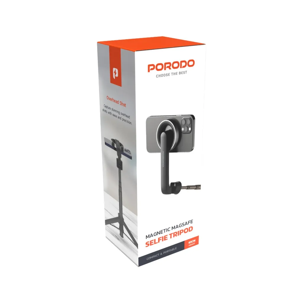 PORODO Magnetic selfie stick with 3 leg tripod