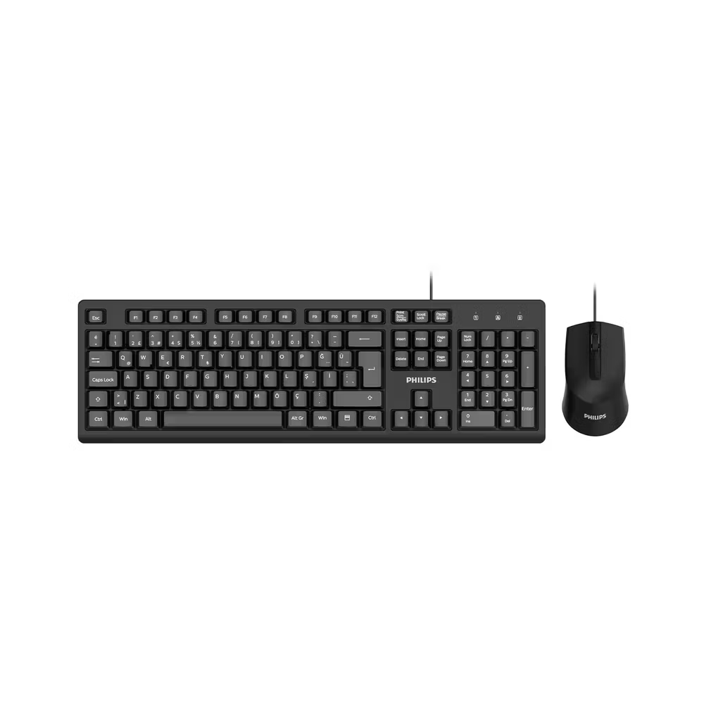 Philips Kablolu Klavye & Mouse Set Siyah SPT6234