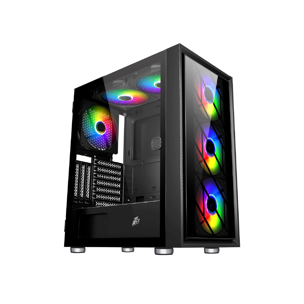 1ST PLAYER AR7-G BLACK 750w ATX 3.1 ARGB 4X12CM FAN TEMPERED GLASS USB 3.0 ATX CASE
