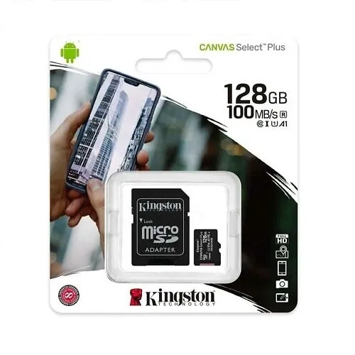 KINGSTON CANVAS SELECT PLUS 128 GB MICRO SD CARD CL10 SDCS2/128GB