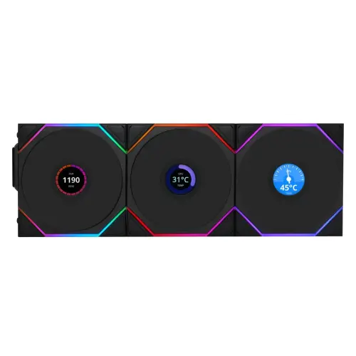 LIAN LI UNI FAN SL WIRELESS LCD 3x120mm BLACK