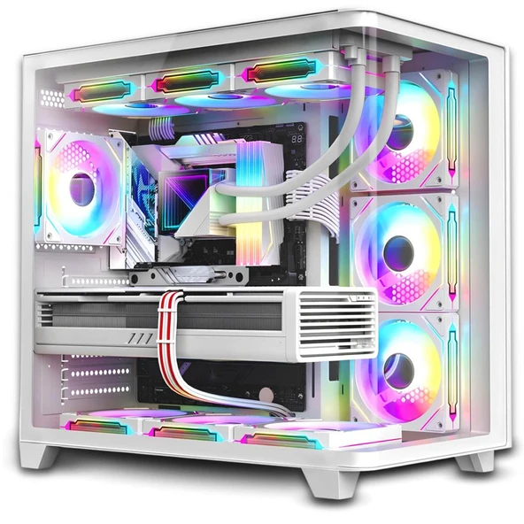 POWER BOOST PB-SS02W 7x ARGB FAN ATX SEA VIEW USB3.0 BEYAZ KASA