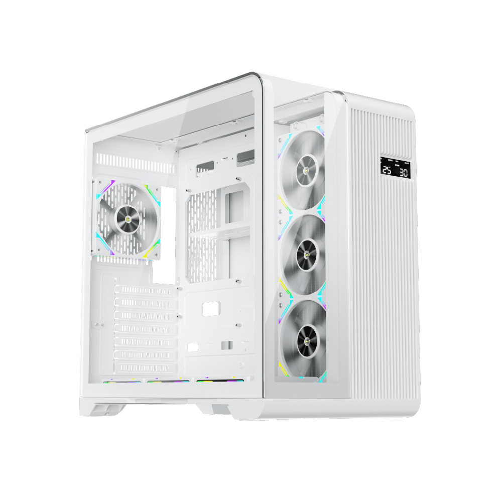 1ST PLAYER RT7 WHITE DIGITAL 850W 80+ GOLD FULL MODULAR 4X12CM ARGB 3-SIDED TEMPERED GLASS USB 3.0 - TYPE C ATX CASE