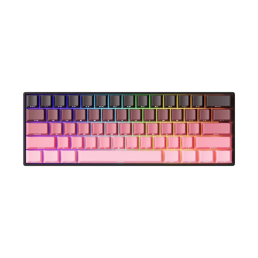AKKO MONSGEEK FUN60 Max Shine-Through Black-Pink Gradient Hall Effect Manyetik Switch 8K Hz ARGB KablosuzHotswap Mekanik Gaming Klavye
