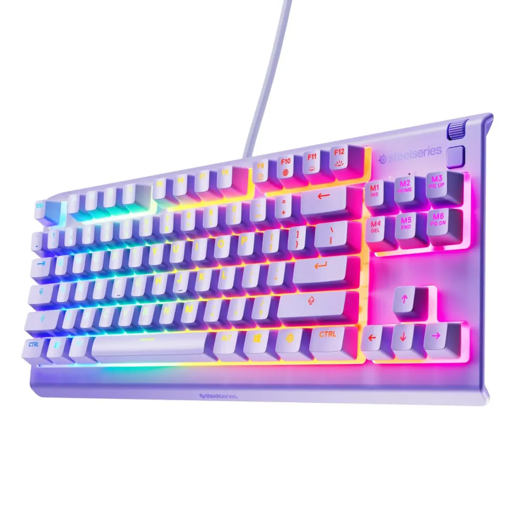 SteelSeries Apex 3 Tenkeyless (TKL) TR Wired RGB Backlit Lavender Gaming Keyboard