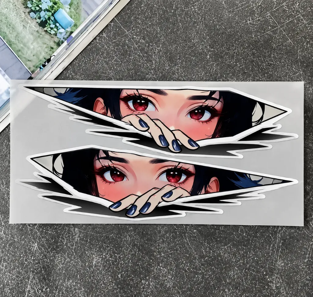 IŞILTILI HOLOGRAFİK STİCKER -Anime Kız Reflektif Sticker (2li)