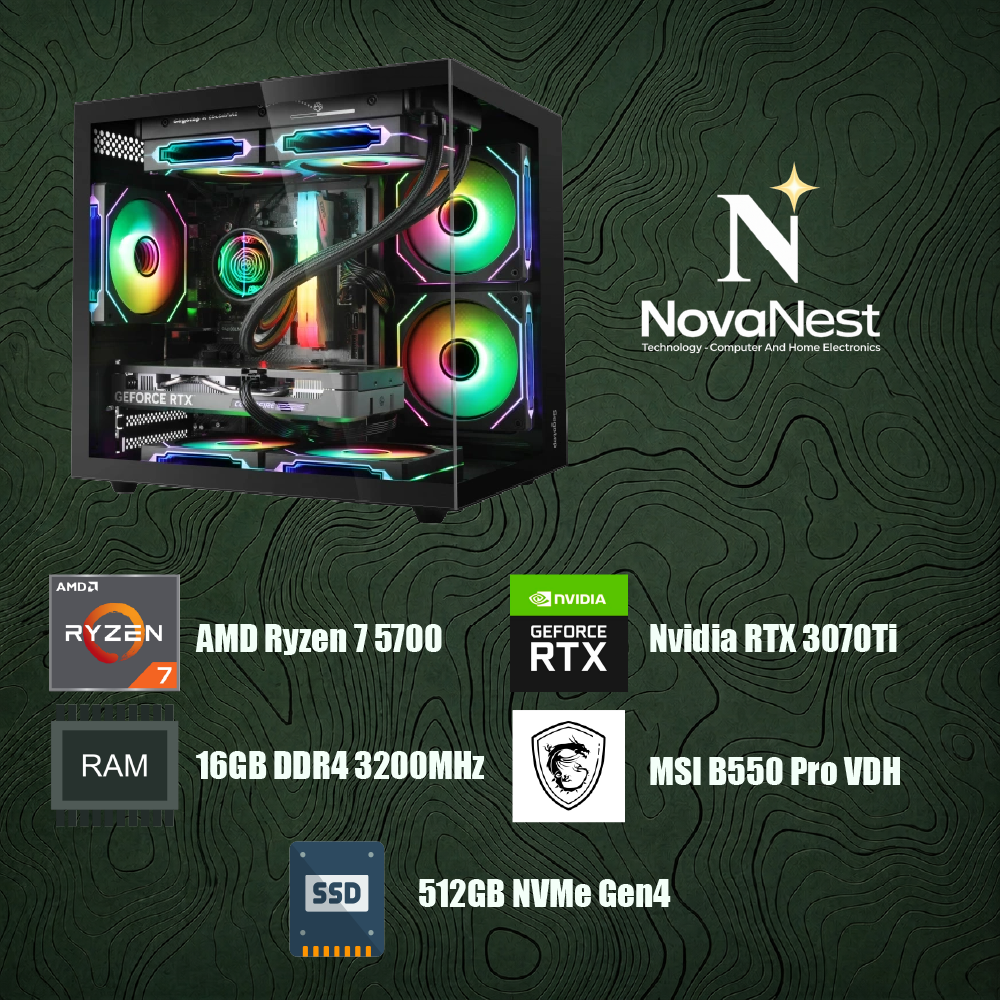 Bilgisayar Sistemi AMD Ryzen 7 5700 - MSI B550 PRO-VDH - 16GB DDR4 RAM - 1TB NVMe Gen4 SSD - Nvidia GeForce RTX 3070Ti 8GB