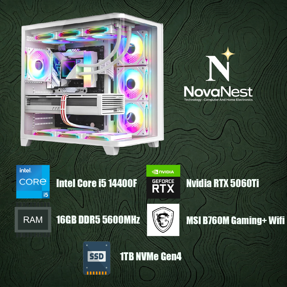 Bilgisayar Sistemi Intel Core i5 14400F - MSI B760M Gaming Plus Wifi - 16GB DDR5 RAM - 1TB NVMe Gen4 SSD - Colorful iGame Nvidia GeForce RTX 5060Ti 16GB