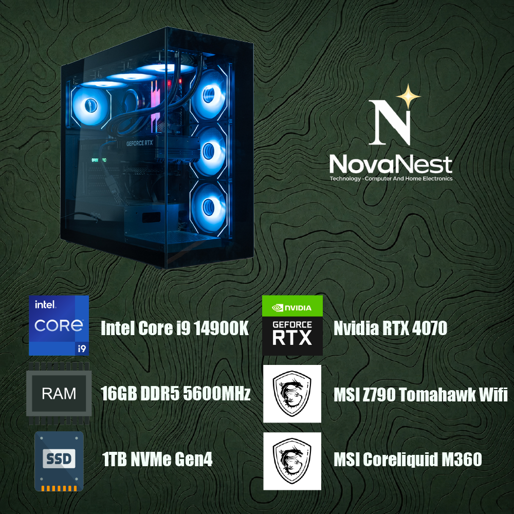 Bilgisayar Sistemi Intel Core i9 14900K - MSI Z790-P PRO WIFI - 16GB DDR5 RAM - 1TB NVMe Gen4 SSD - MSI Coreliquid M360 Sıvı Soğutma - Nvidia GeForce RTX 4070