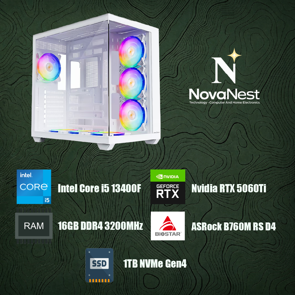 Bilgisayar Sistemi Intel Core i5 13400F - ASRock B760M RS - 16GB DDR4 RAM - 1TB NVMe Gen4 SSD - MSI Ventus 2x Nvidia GeForce RTX 5060Ti