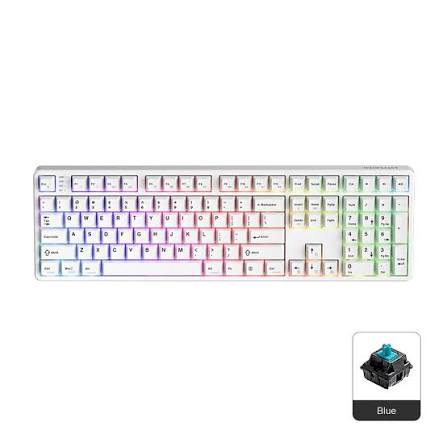 1stPlayer DK6.0 Full Size 108 Key RGB Blue Switch Hot Swappable Kablolu Beyaz Gaming Klavye