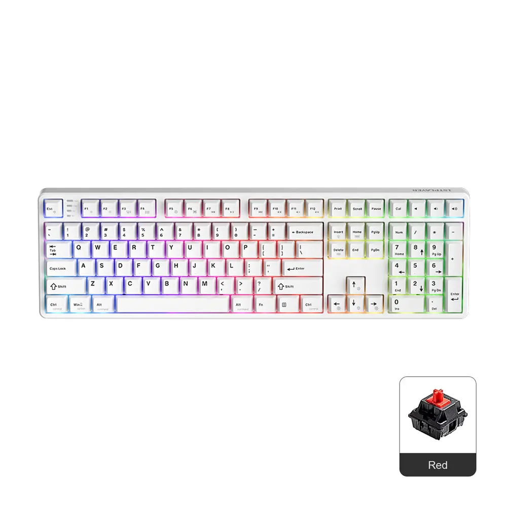1stPlayer DK6.0 Full Size 108 Key RGB Red Switch Hot Swappable Kablolu Beyaz Gaming Klavye