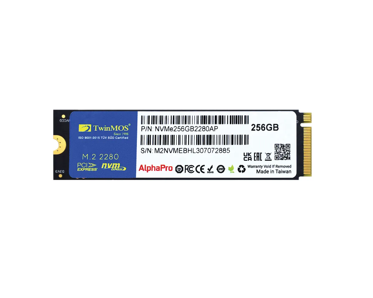 TwinMOS AlphaPro 256GB NVMe M2 GEN3 SSD (3600/3250MB\s)